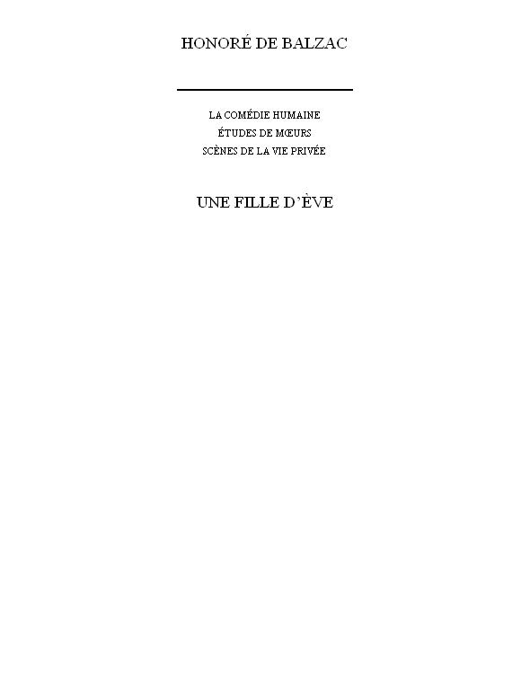 I Une fille d'Eve- II L'interdiction