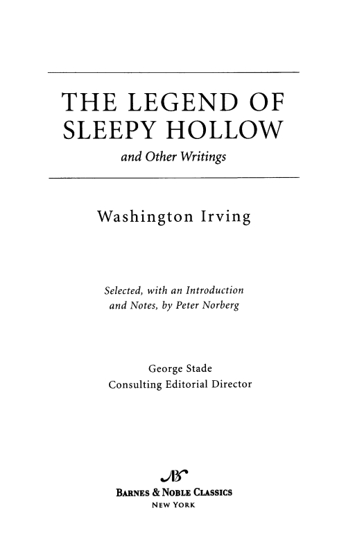 The Legend of Sleepy Hollow and Other Writings