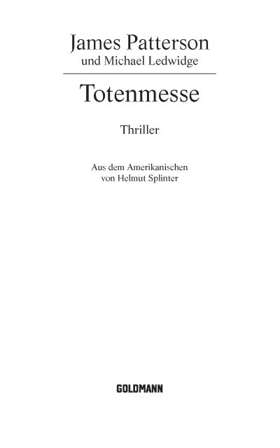Totenmesse - Patterson, J: Totenmesse - Step on a Crack