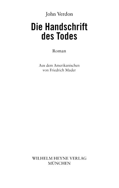 Die Handschrift des Todes - Verdon, J: Handschrift des Todes - Think of a number