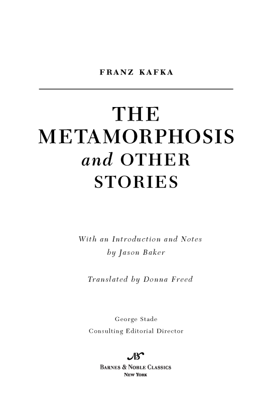 Metamorphosis and Other Stories