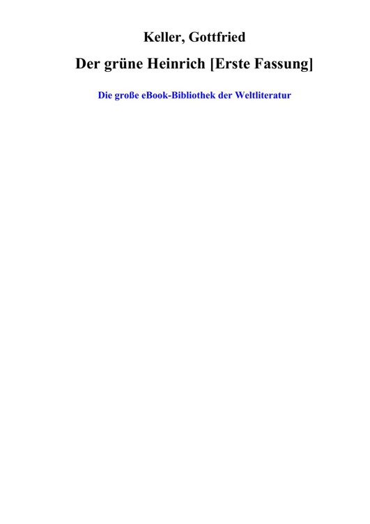 Der gruene Heinrich [Erste Fassung]