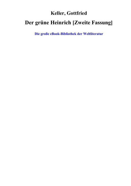 Der gruene Heinrich [Zweite Fassung]
