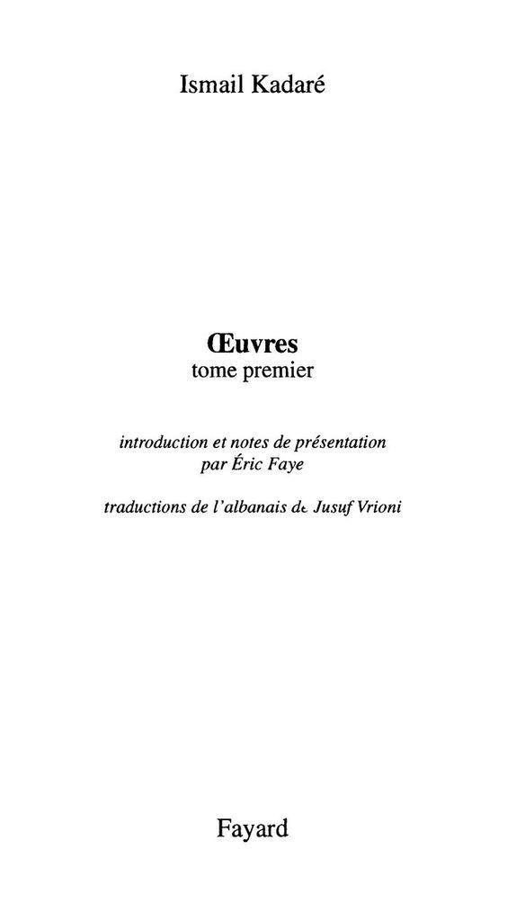 Oeuvres complètes, tome 1