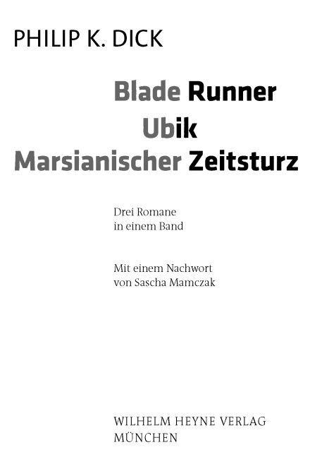 Blade Runner Ubik Marsianischer Zeitsturz