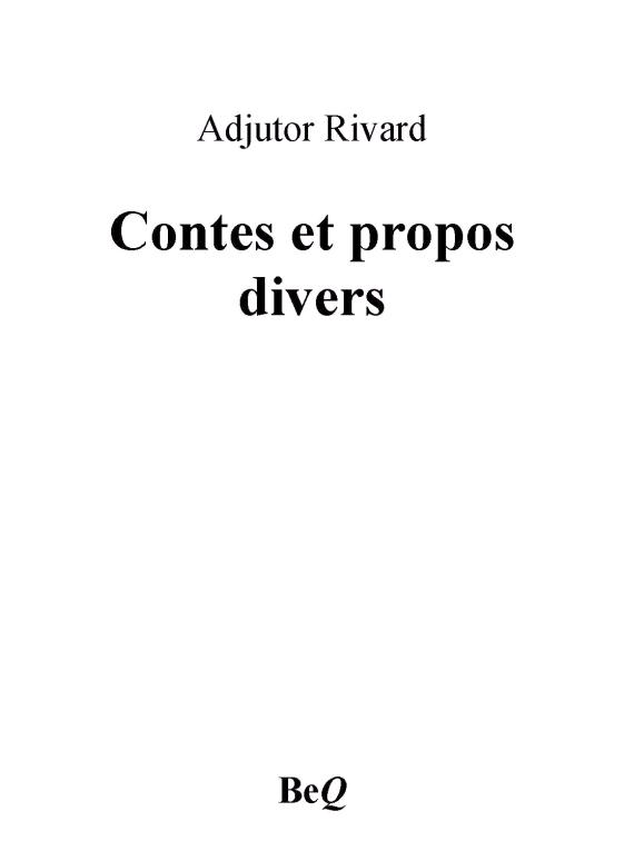 Contes et propos divers