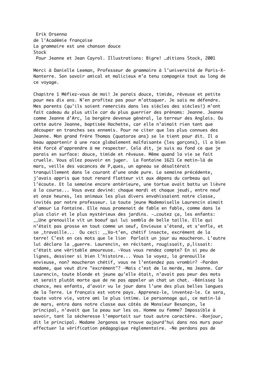 La Grammaire est une chanson douce