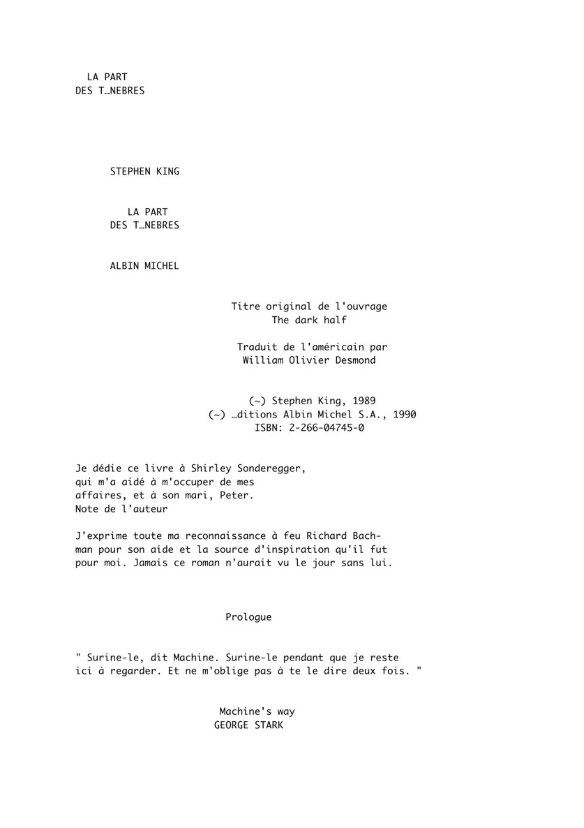 la part des ténèbres