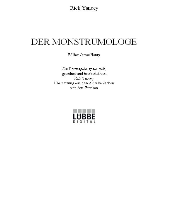 Der Monstrumologe - Der Monstrumologe - The Monstrumologist