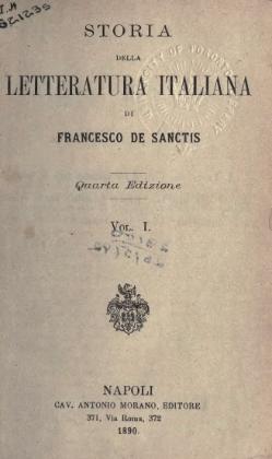 Storia Della Letteratura Italiana Di F. de Sanctis