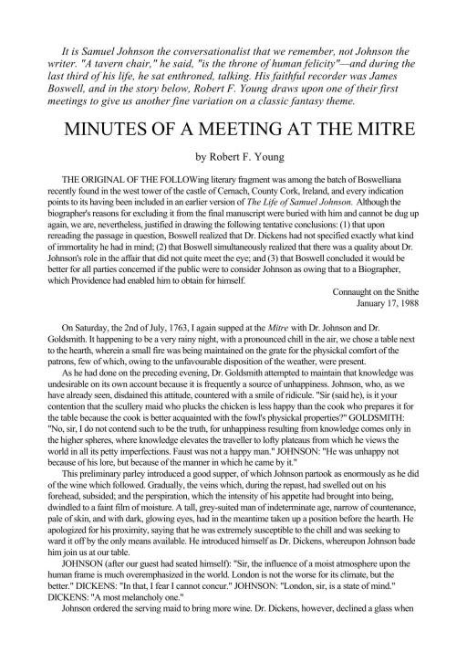Minutes of a Meeting at the Mitre
