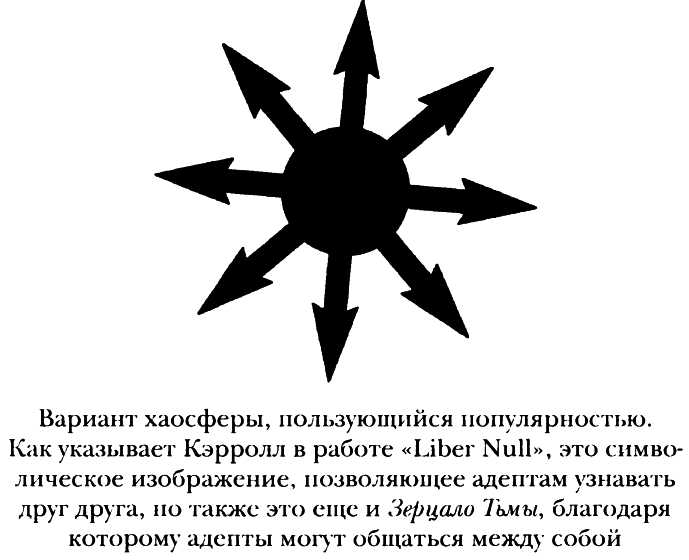 Вариант хаосферы, пользующийся популярностью. Как указывает Кэрролл в работе «Liber Null», это символическое изображение, позволяющее адептам узнавать друг друга, но также это еще и Зерцало Тьмы, благодаря которому адепты могу т общаться между собой