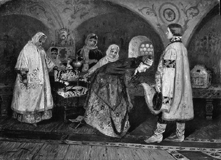 Первая встреча царя Алексея Михайловича с боярыней Марией Милославской. Художник М.В. Нестеров